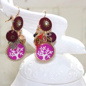 SUMMER 2024 COLLECTION FROM FRANCE Drop Earrings Semi long  Purple